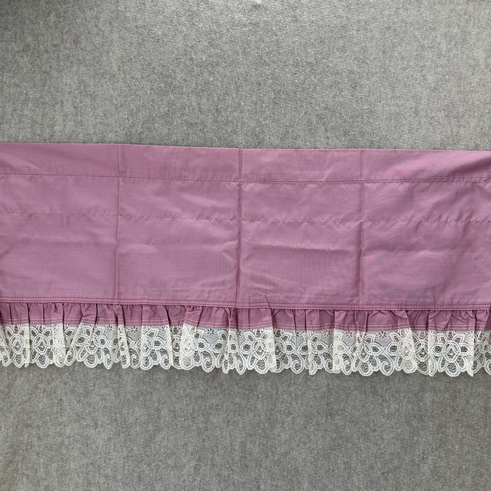 VTG Sears Mauve Pink Ruffled Lace Trim‎ Window Valance Panel Made in USA 17X79